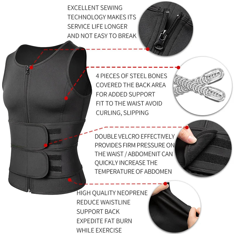 Men Waist Trainer Sauna Vest Fitness Corset