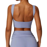 Backless Active Tank Top and Ruched Waist Flare Pants Set